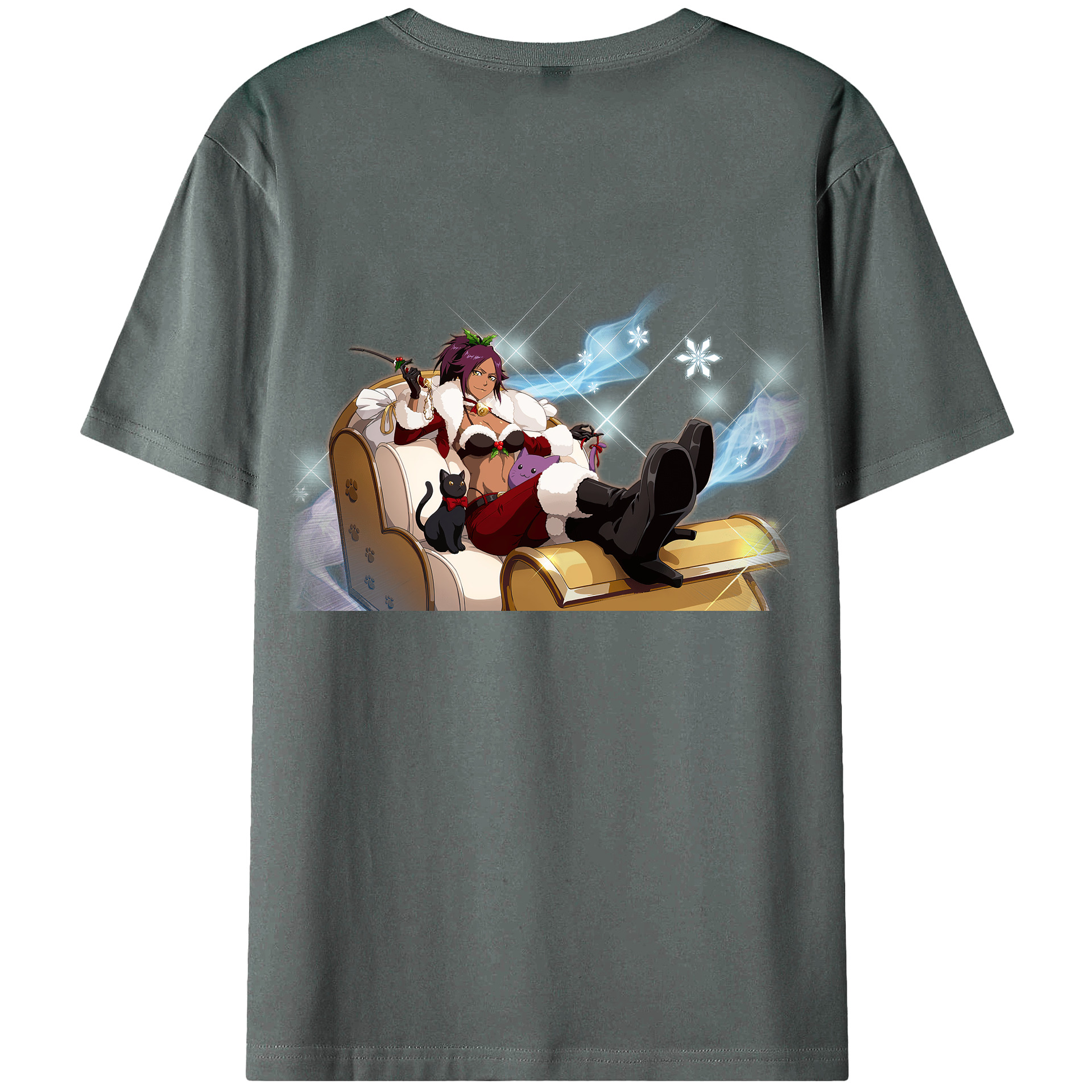 （画像用） ブリーチ 四楓院 夜一（しほういん よるいち） BLEACH Shihouin Yoruichi 綿100％ メンズ半袖Tシャツ（バックプリント） 通気性